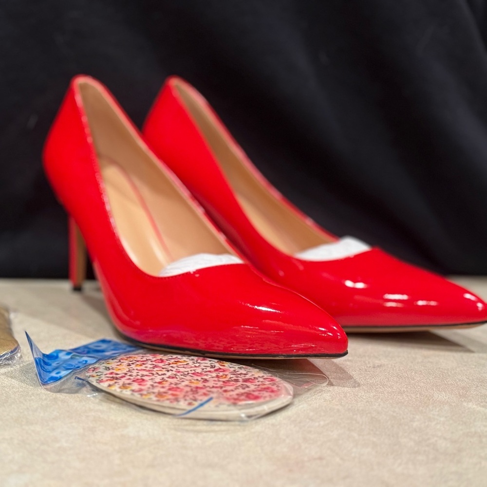 Vibrant Red Patent Leather Pumps